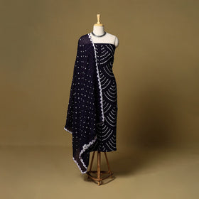 3pc kutch tie-dye satin cotton unstitched bandhani dress