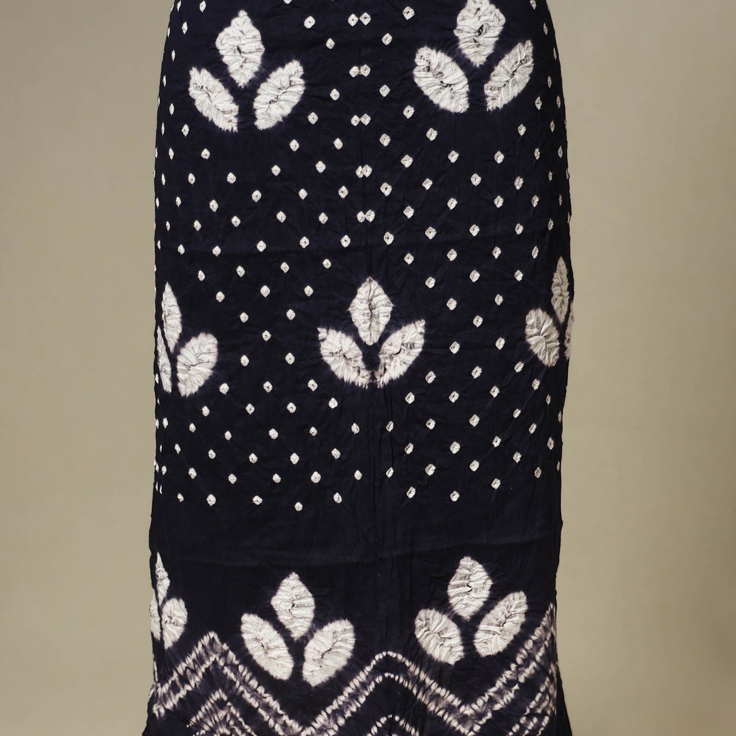 Blue - 3pc kutch tie-dye satin cotton unstitched bandhani