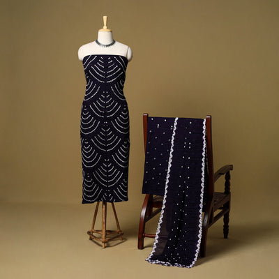 3pc kutch tie-dye satin cotton unstitched bandhani dress