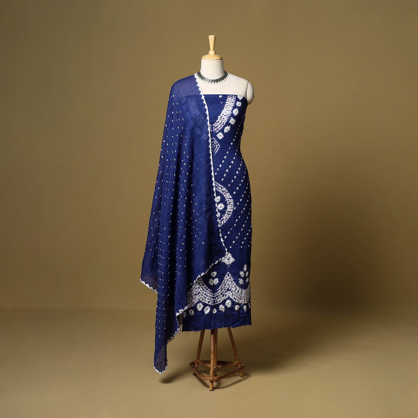 3pc kutch tie-dye satin cotton unstitched bandhani dress