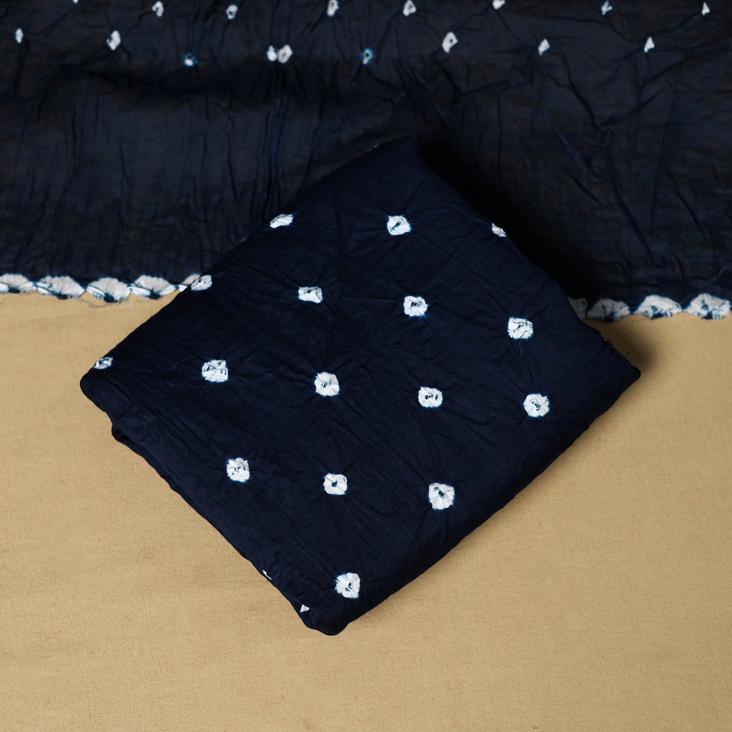 3pc kutch tie-dye satin cotton unstitched bandhani dress