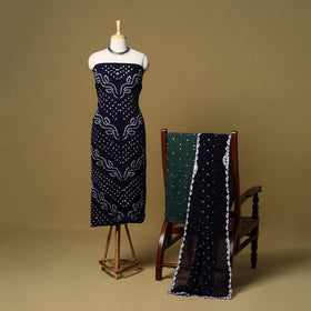 3pc kutch tie-dye satin cotton unstitched bandhani dress