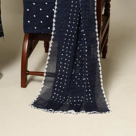 Blue - 3pc kutch tie-dye satin cotton unstitched bandhani