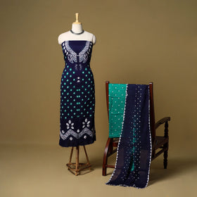 3pc kutch tie-dye satin cotton unstitched bandhani dress