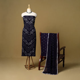 3pc kutch tie-dye satin cotton unstitched bandhani dress