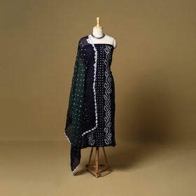 3pc kutch tie-dye satin cotton unstitched bandhani dress