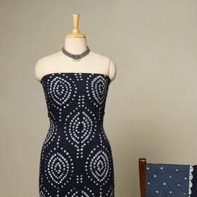 Blue - 3pc kutch tie-dye satin cotton unstitched bandhani