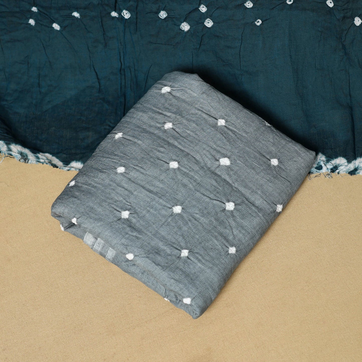 3pc kutch tie-dye satin cotton unstitched bandhani dress