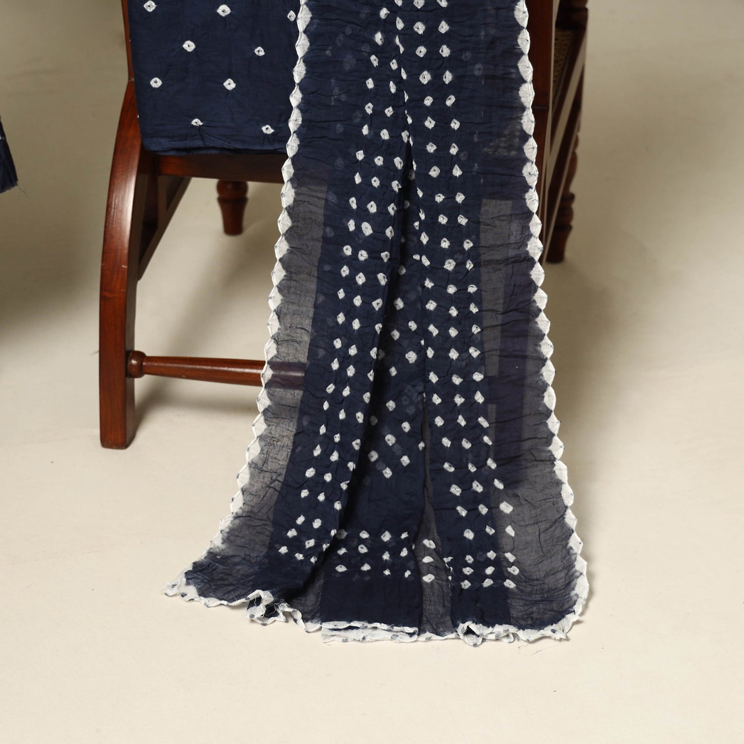 Blue - 3pc kutch tie-dye satin cotton unstitched bandhani