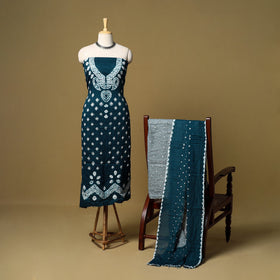 3pc kutch tie-dye satin cotton unstitched bandhani dress