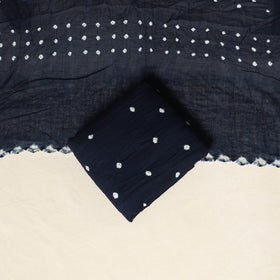 Blue - 3pc kutch tie-dye satin cotton unstitched bandhani