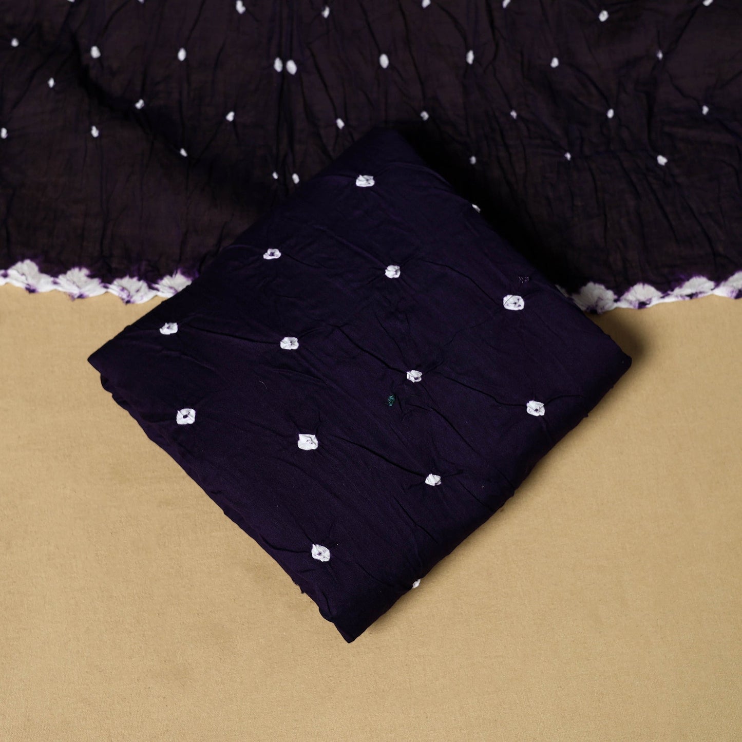 3pc kutch tie-dye satin cotton unstitched bandhani dress