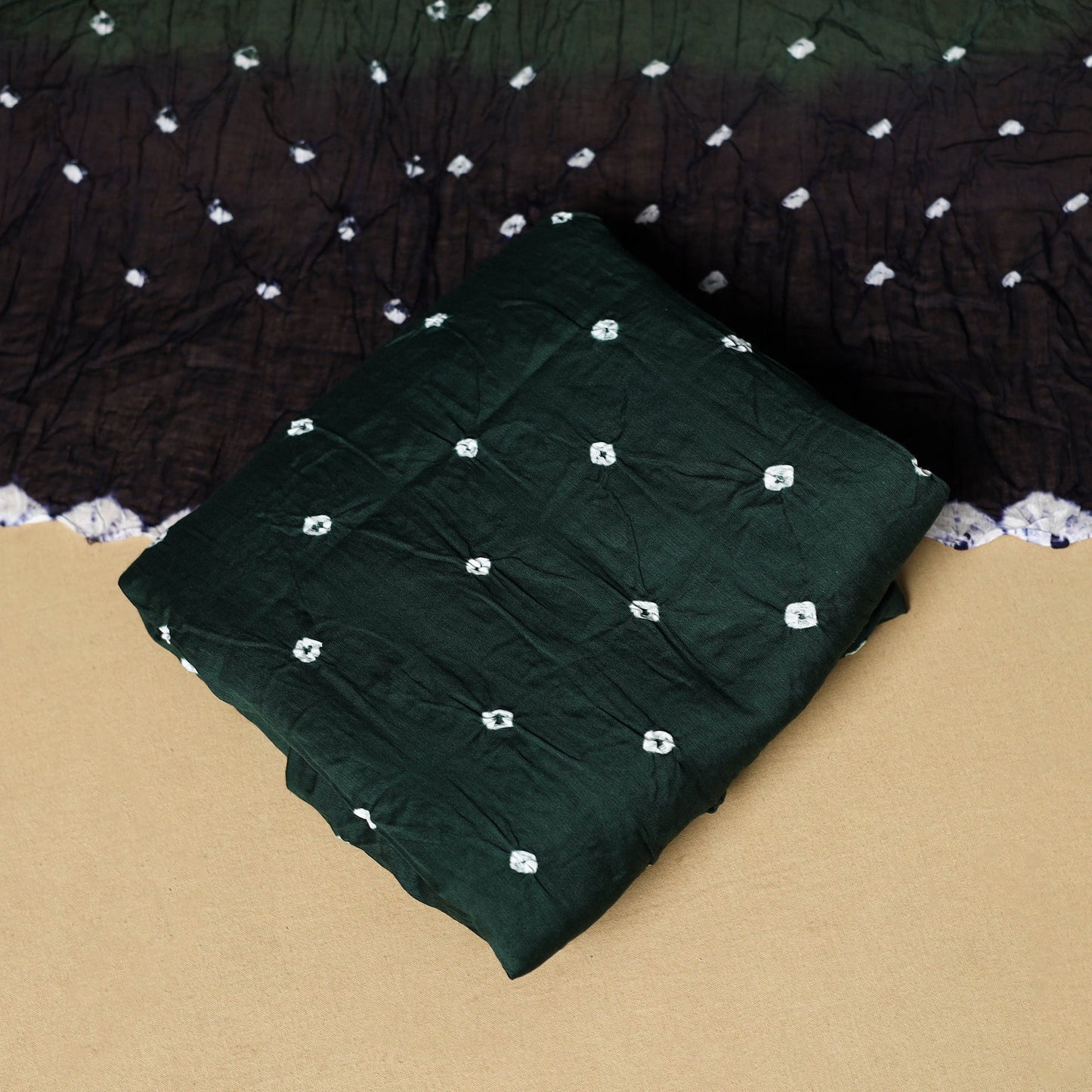 3pc kutch tie-dye satin cotton unstitched bandhani dress