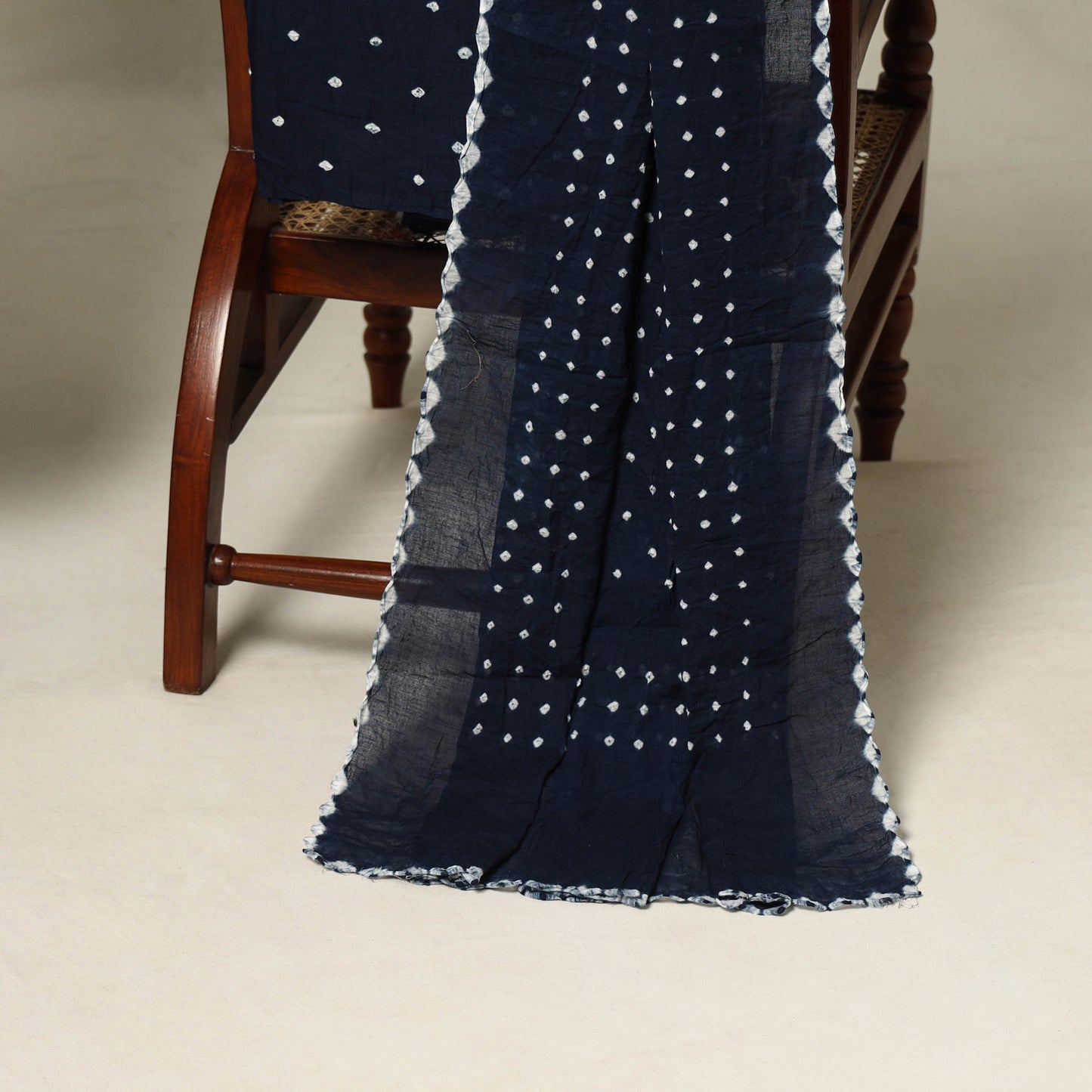 Blue - 3pc kutch tie-dye satin cotton unstitched bandhani