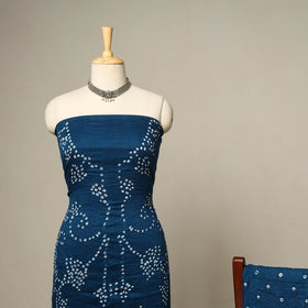 Blue - 3pc kutch tie-dye satin cotton unstitched bandhani