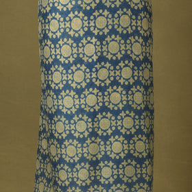 Blue 3pc Maheshwari Silk Unstitched Bagh Print Dress Material