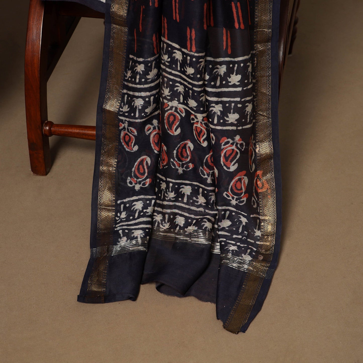 3pc maheshwari silk unstitched hand bagru dress material