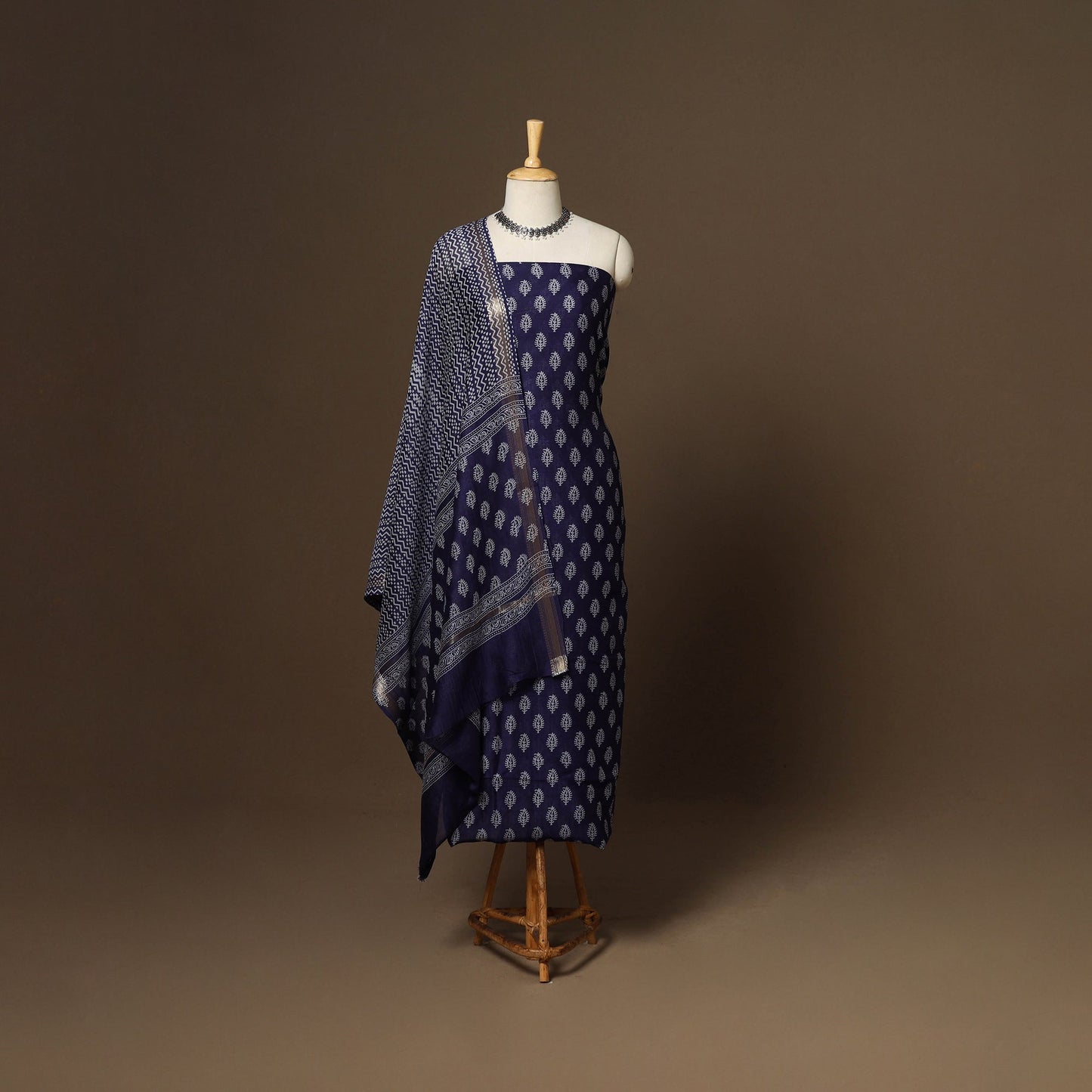 3pc maheshwari silk unstitched hand bagru dress material