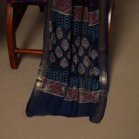 3pc maheshwari silk unstitched hand bagru dress material