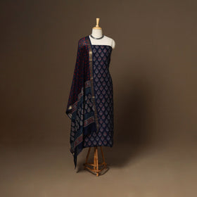 3pc maheshwari silk unstitched hand bagru dress material