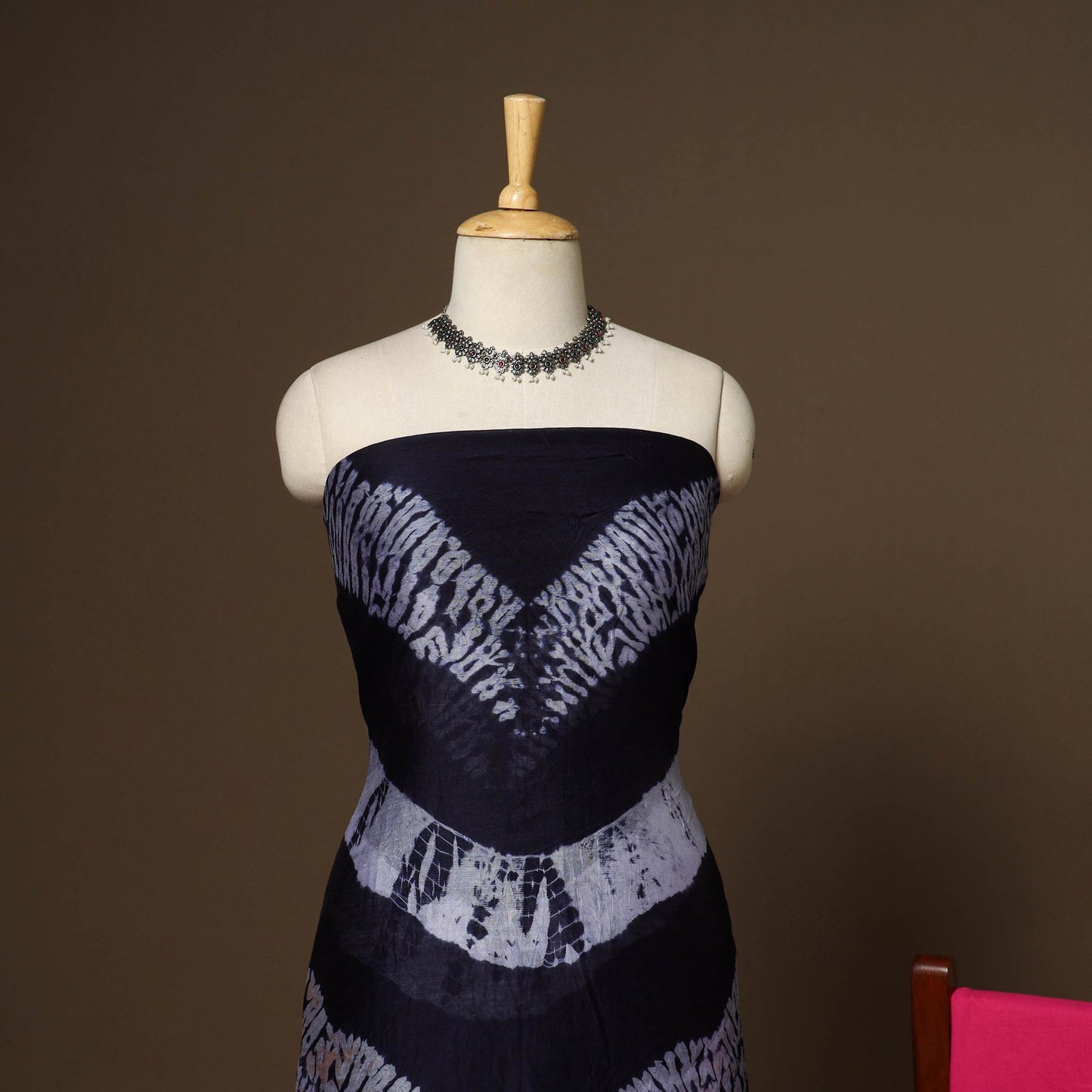 3pc maheshwari silk unstitched tie-dye shibori dress