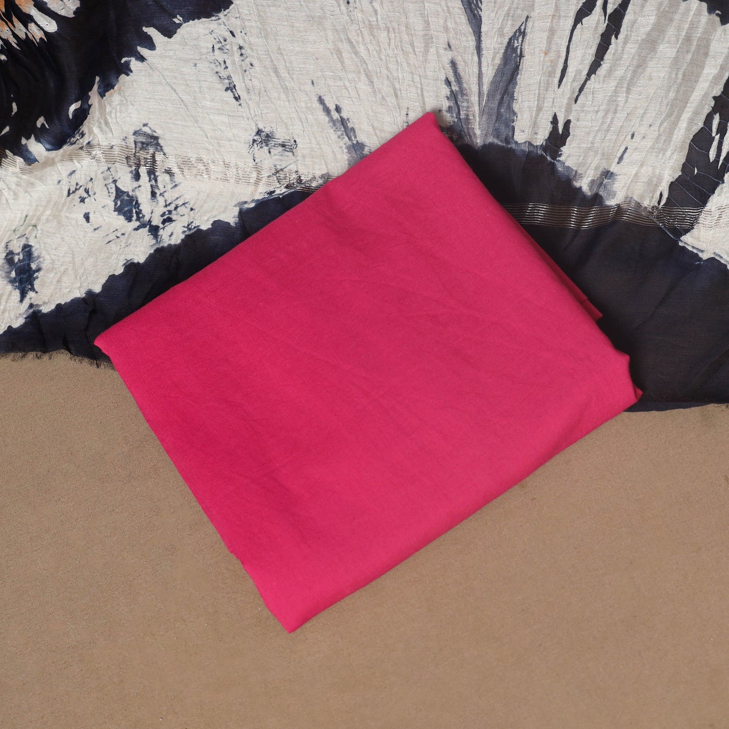 3pc maheshwari silk unstitched tie-dye shibori dress