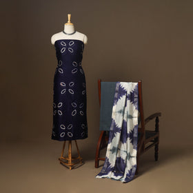 3pc maheshwari silk unstitched tie-dye shibori dress