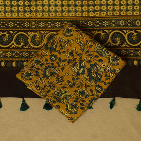 Blue - 3pc natural dyed cotton unstitched dress material 08