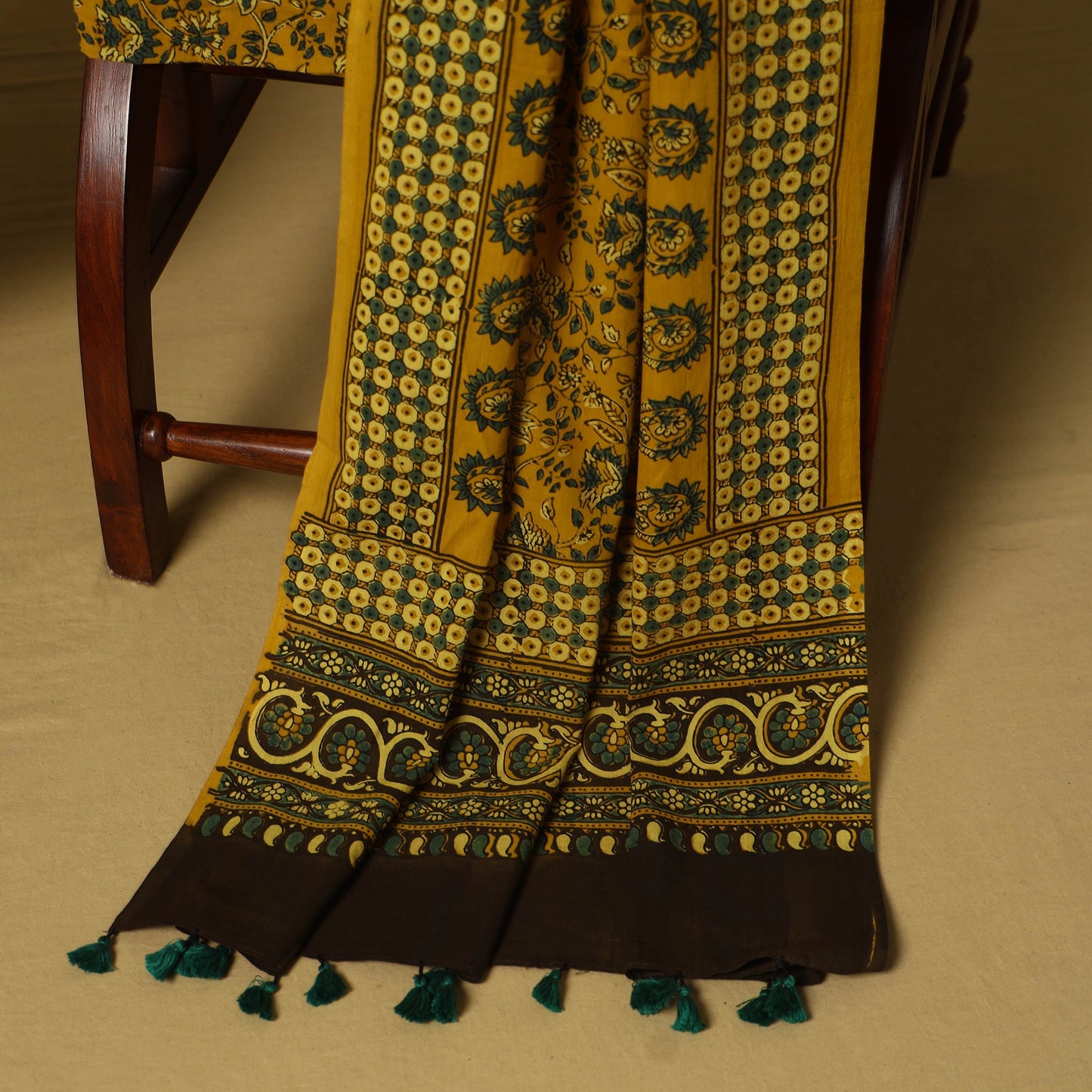 Blue - 3pc natural dyed cotton unstitched dress material 08