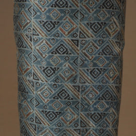 Blue 3pc Natural Dyed Maheshwari Silk Unstitched Vanaspati Jahota Dress Material