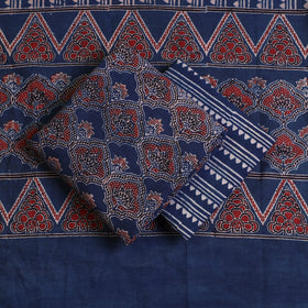 Buy 3pc Natural Dyed Ajrakh Block Printed Suit Material Set 
