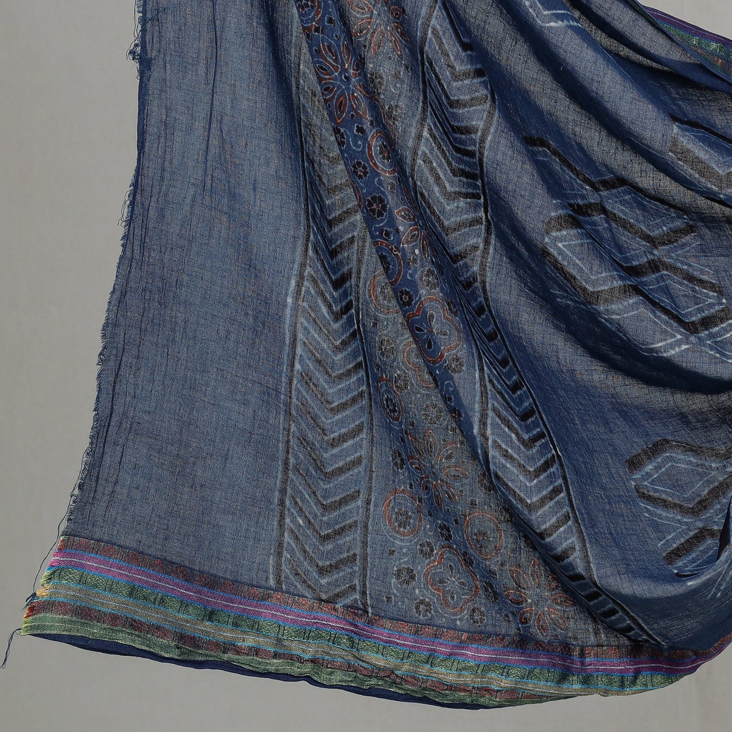  3pc Natural Dyed Ajrakh Block Printed Suit Material Set 