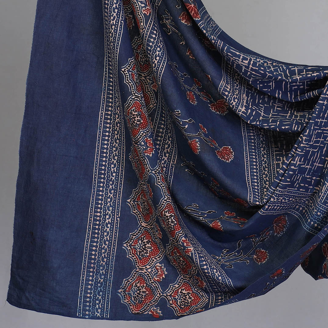 Buy 3pc Natural Dyed Ajrakh Block Printed Suit Material Set 