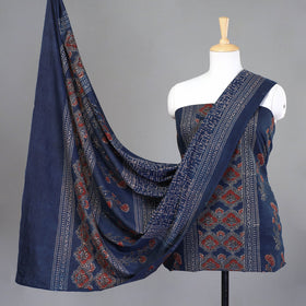 Buy 3pc Natural Dyed Ajrakh Block Printed Suit Material Set 