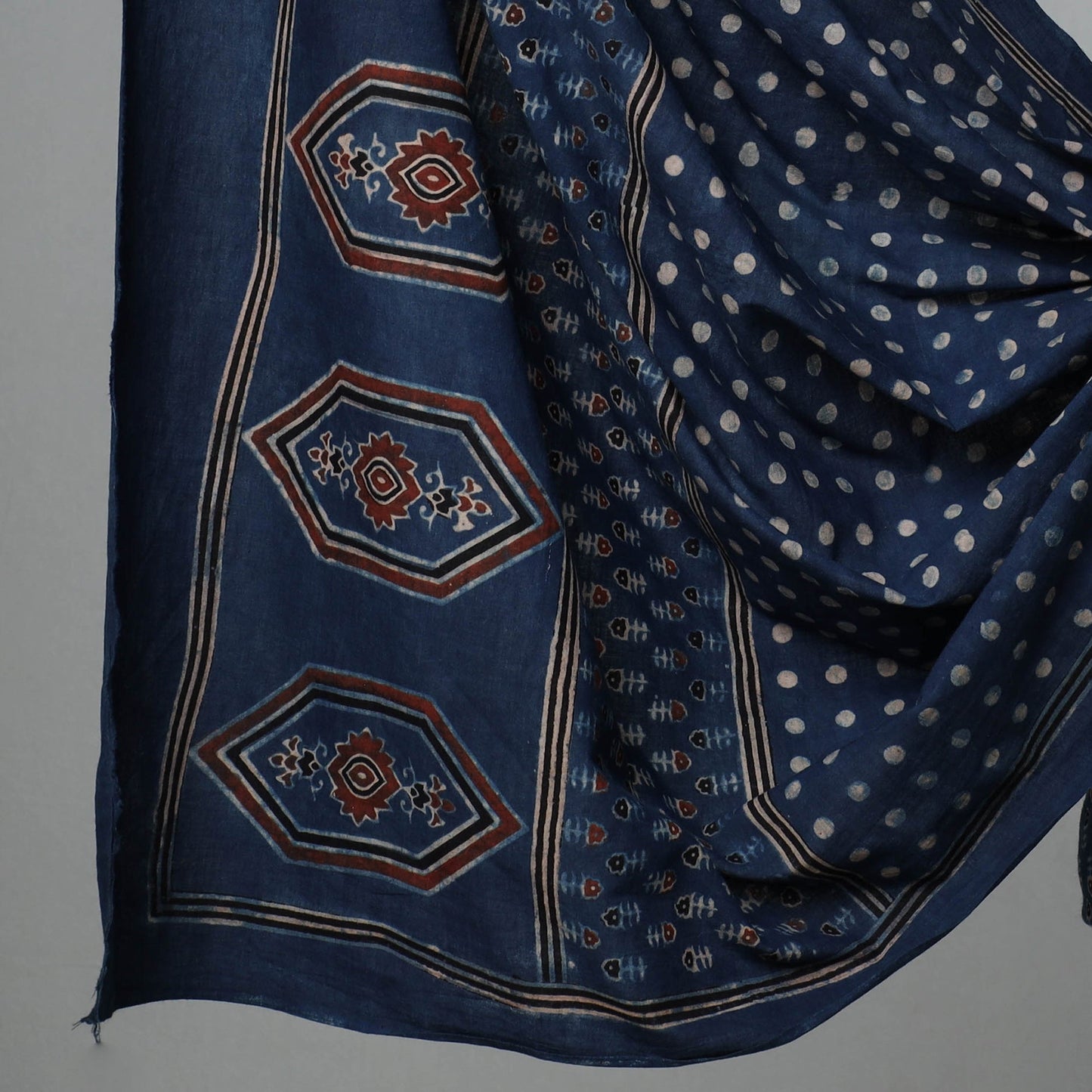 Buy 3pc Ajrakh Hand Block Printed Cotton Suit Material Set Online at iTokri.com