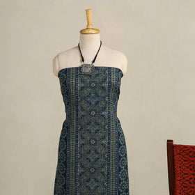 Blue 3pc Block Print Natural Dyed Ajrakh Dress Material