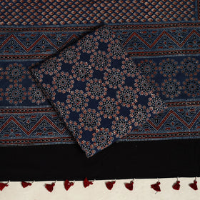 Blue 3pc Block Print Natural Dyed Ajrakh Dress Material