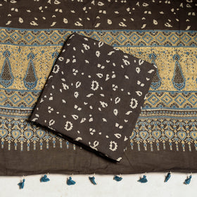 Blue 3pc Block Print Natural Dyed Ajrakh Dress Material