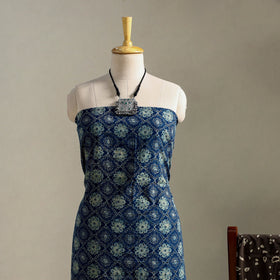 Blue 3pc Block Print Natural Dyed Ajrakh Dress Material
