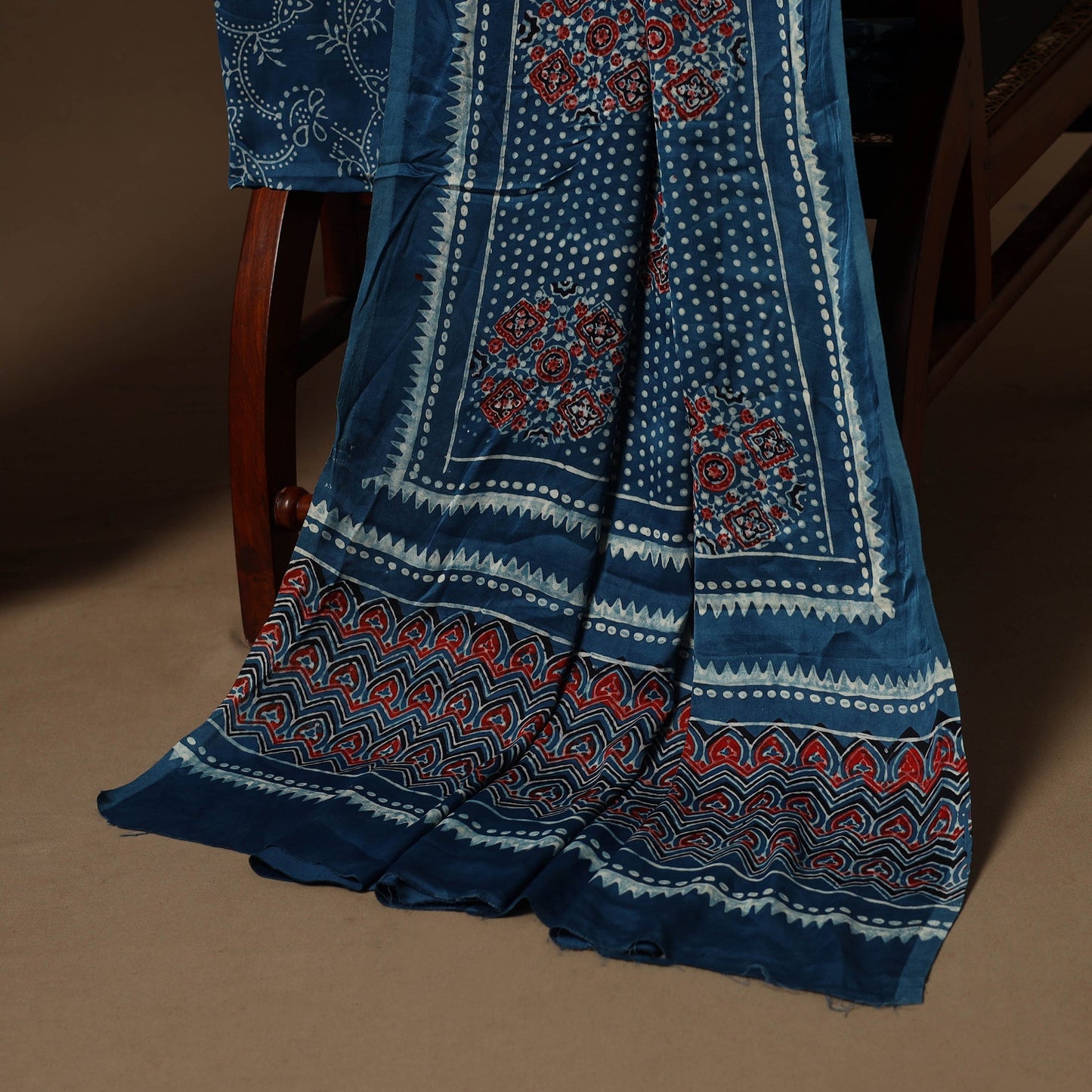 Blue - 3pc natural dyed unstitched modal silk dress