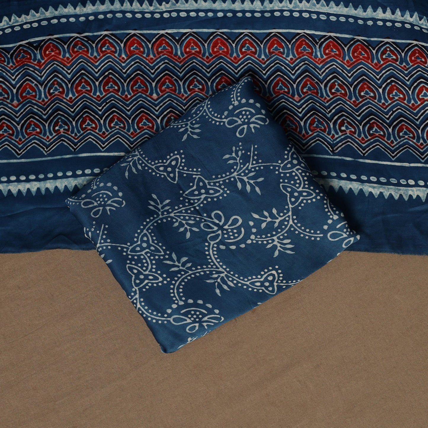 Blue - 3pc natural dyed unstitched modal silk dress