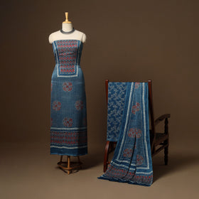 Blue - 3pc natural dyed unstitched modal silk dress