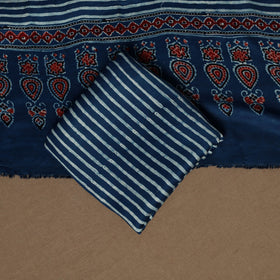 Blue - 3pc natural dyed unstitched modal silk dress