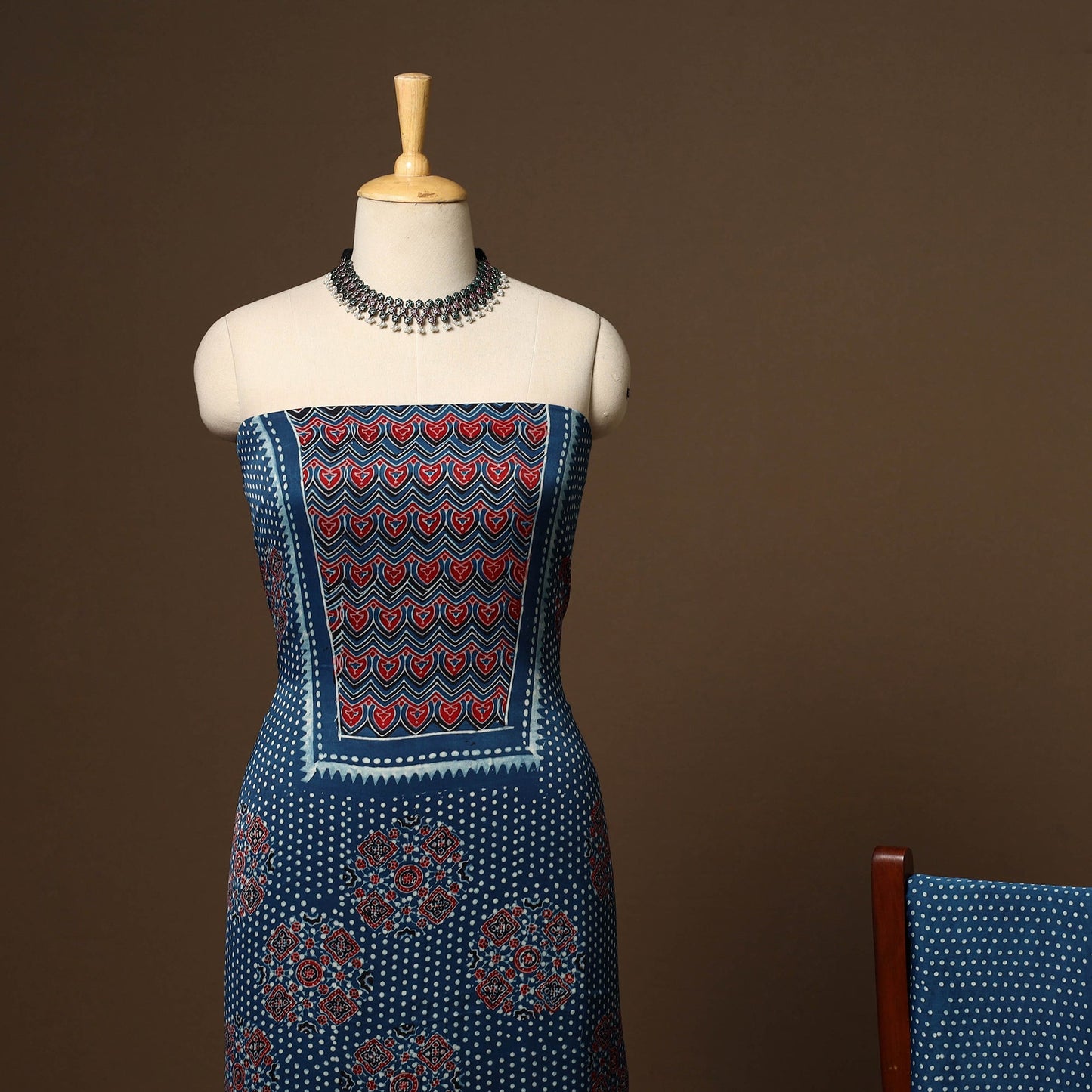 Blue - 3pc natural dyed unstitched modal silk dress