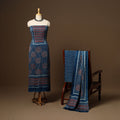 Blue - 3pc natural dyed unstitched modal silk dress