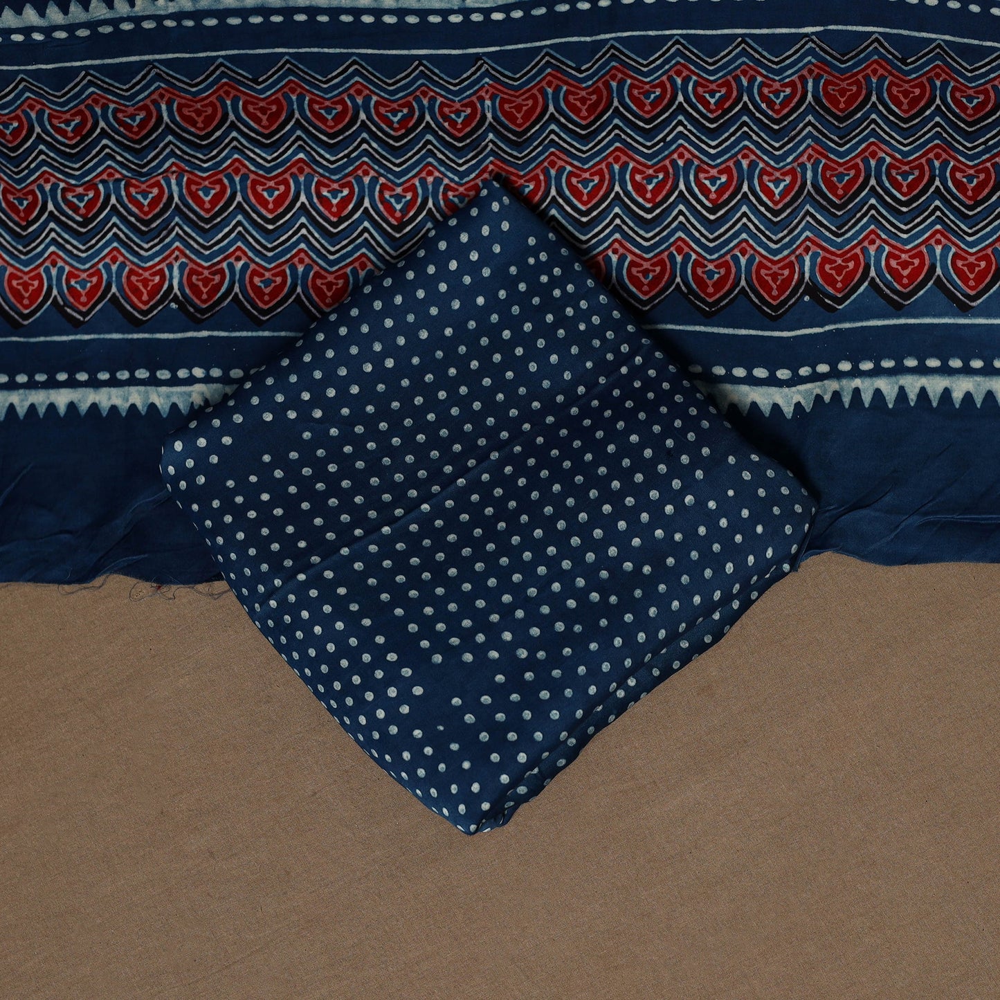 Blue - 3pc natural dyed unstitched modal silk dress