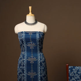 Blue - 3pc natural dyed unstitched modal silk dress