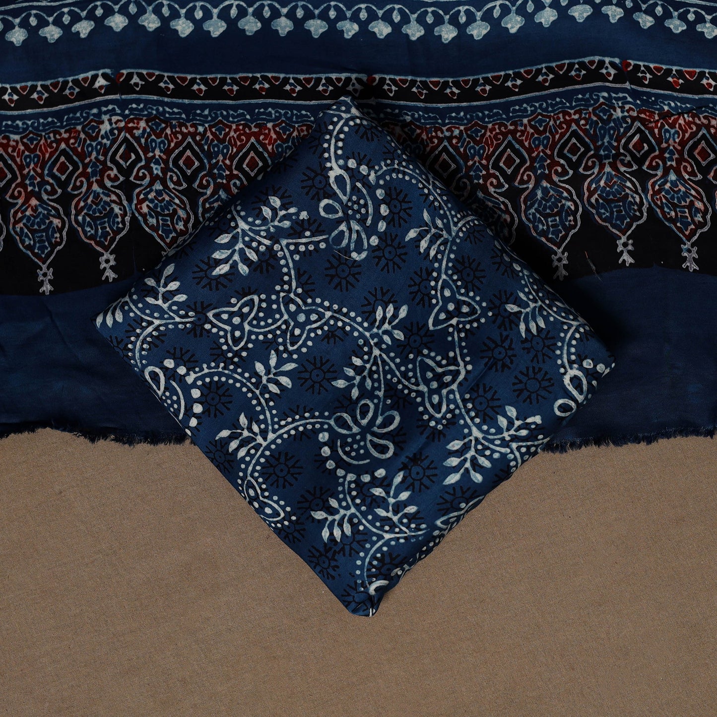 Blue - 3pc natural dyed unstitched modal silk dress