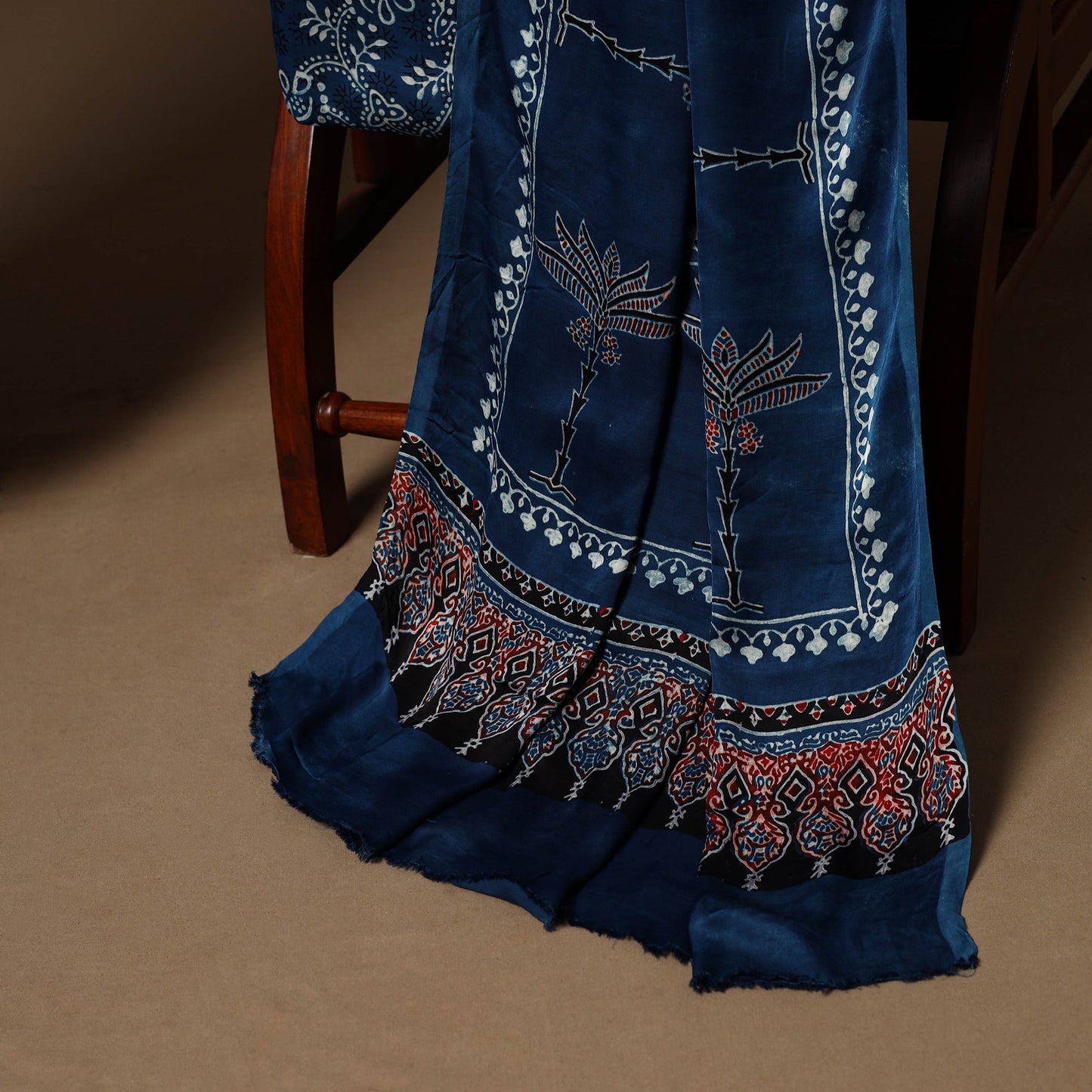 Blue - 3pc natural dyed unstitched modal silk dress