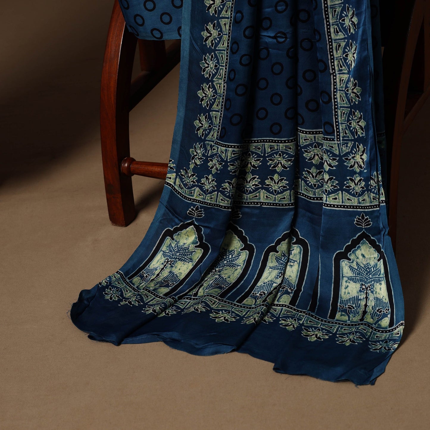 Blue - 3pc natural dyed unstitched modal silk dress